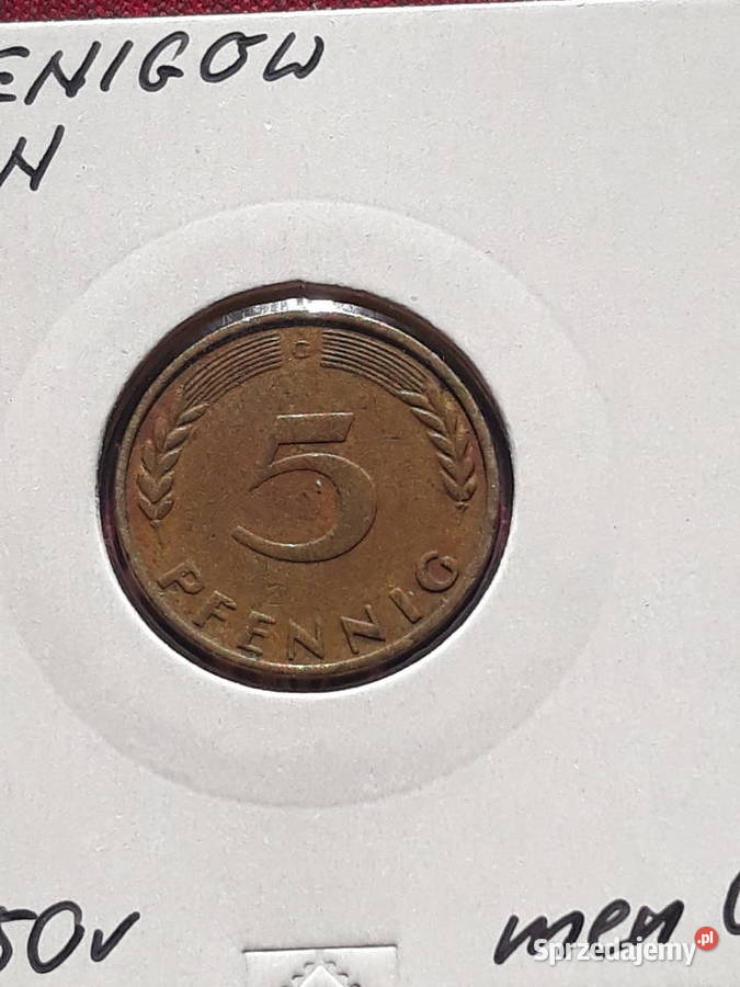 5 Fenigów RFN 1950 r men G Konin