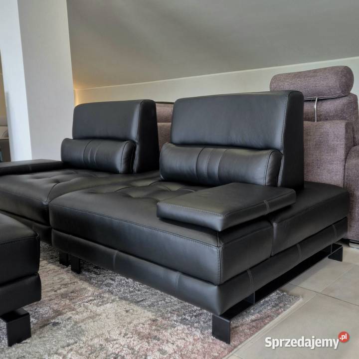 Nowoczesna sofaa Mediolan z pufą skóra naturalna Warszawa