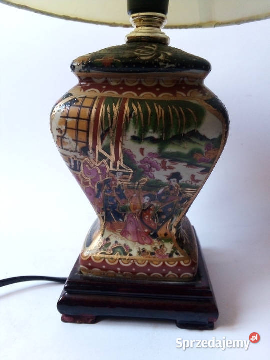 chińska porcelanowa lampa stołowa vintage śląskie