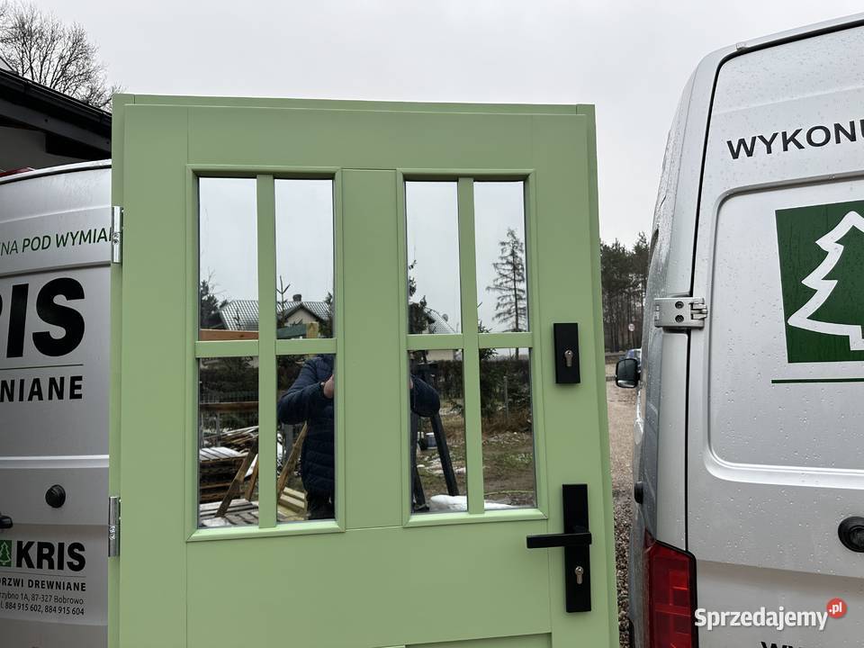Drzwi zewnętrzne drewniane RĘKI ZIELONE 6021 Bielsko-Biała