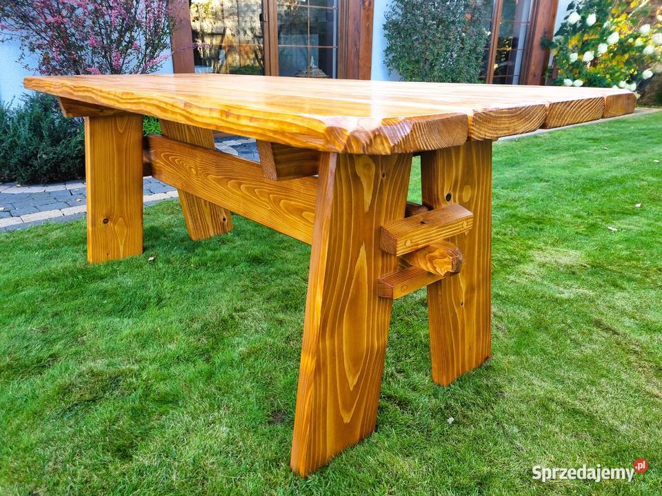 komplet zestaw DREWNIANYCH mebli ogrodowych STÓŁ sprzedam