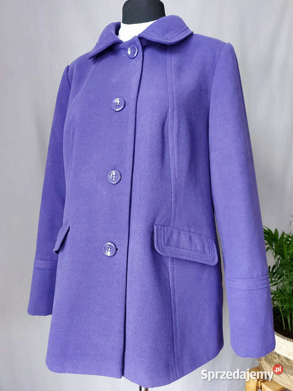 Fioletowy płaszcz damski jednorzędowy krótki z Wiosenna/Jesienna  łódzkie sprzedam