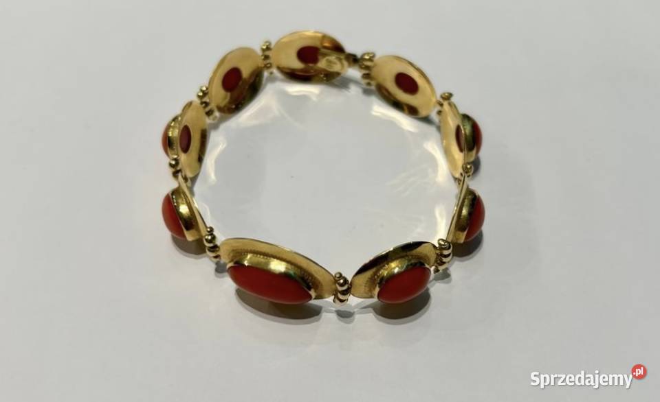 Złota bransoletka z koralem 18k Zakopane