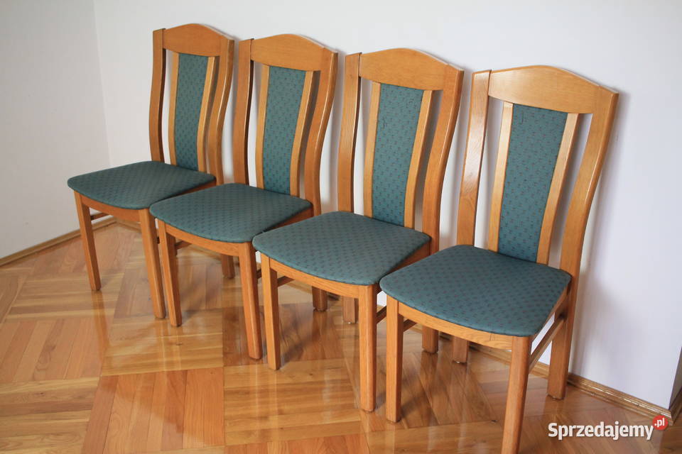 Stół jadalniasalon komplet krzeseł zielonych DĄB Pszczyna