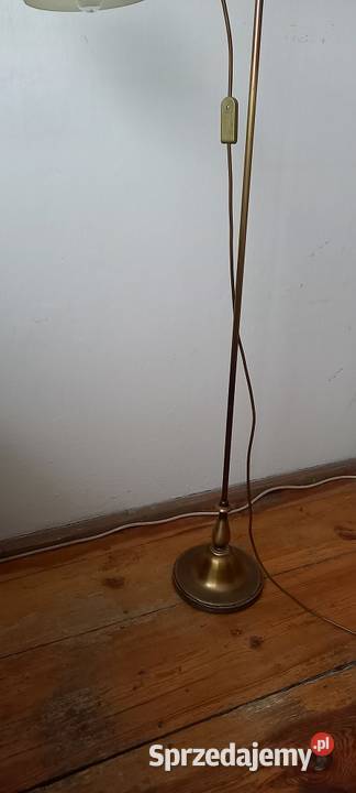 Mosiężna lampa podłogowa z ruchomym ramieniem