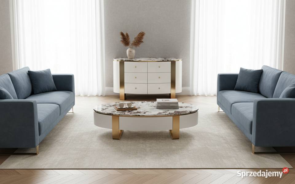 Komoda biała na złotych nogach z kamiennym Meble małopolskie sprzedam