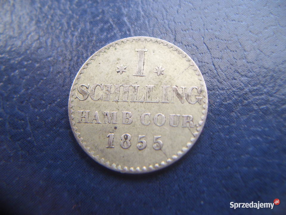 Stare monety 1 szyling 1855 Hamburg Niemcy Numizmatyka Lesko
