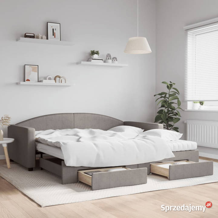 Sofa rozsuwana z szufladami taupe tkanina 110cm Warszawa