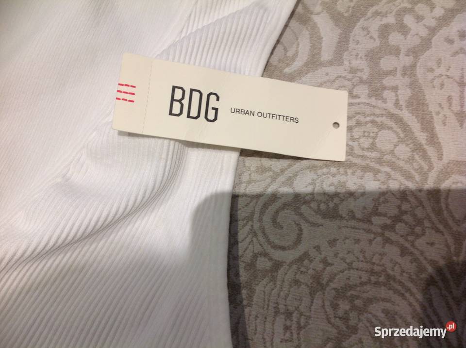 Crop Top Biały Damski BDG ML Prążek Nowy Nowa Sól