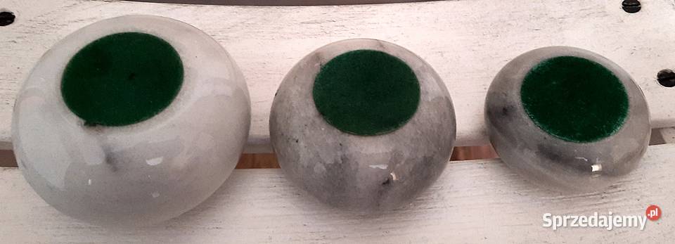 Świeczniki elipsoidalne marmur kpl 3 Wyposażenie wnętrz wielkopolskie Ostrów Wielkopolski