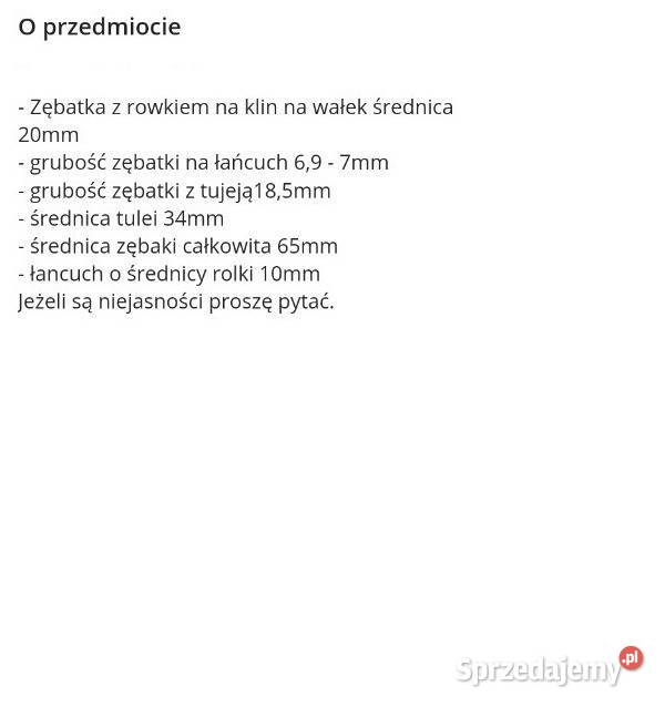 Zębatka na wałek 20mm NOWA cztery sztuki Tomaszów Lubelski