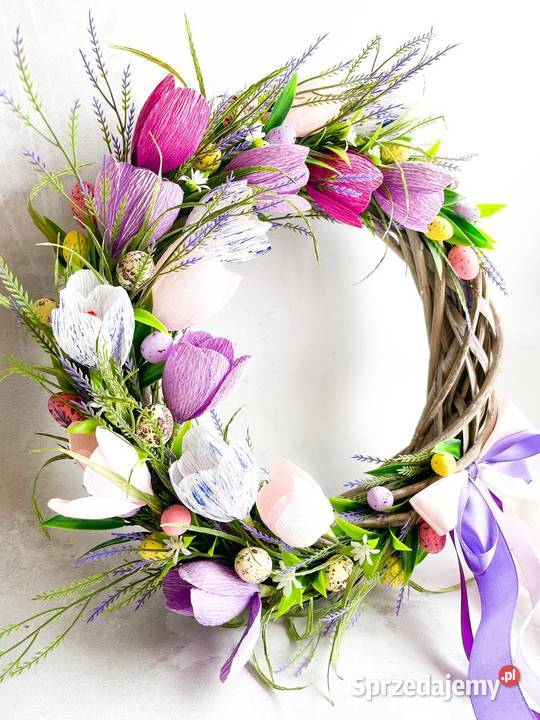 Wianek wiosenny Wielkanocny z krokusami Wianki lubuskie Zielona Góra sprzedam