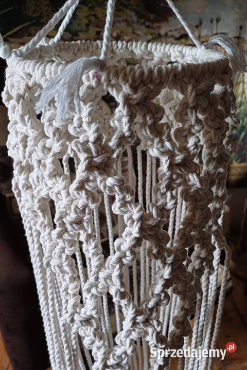 Biały abażur lampion wiszący makrama 5mm 3PLY Kraków