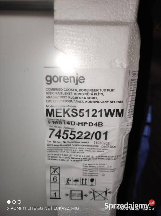 NOWA Kuchenka Gorenje MEKS5121WM Fabrycznie wolnostojące Blachownia