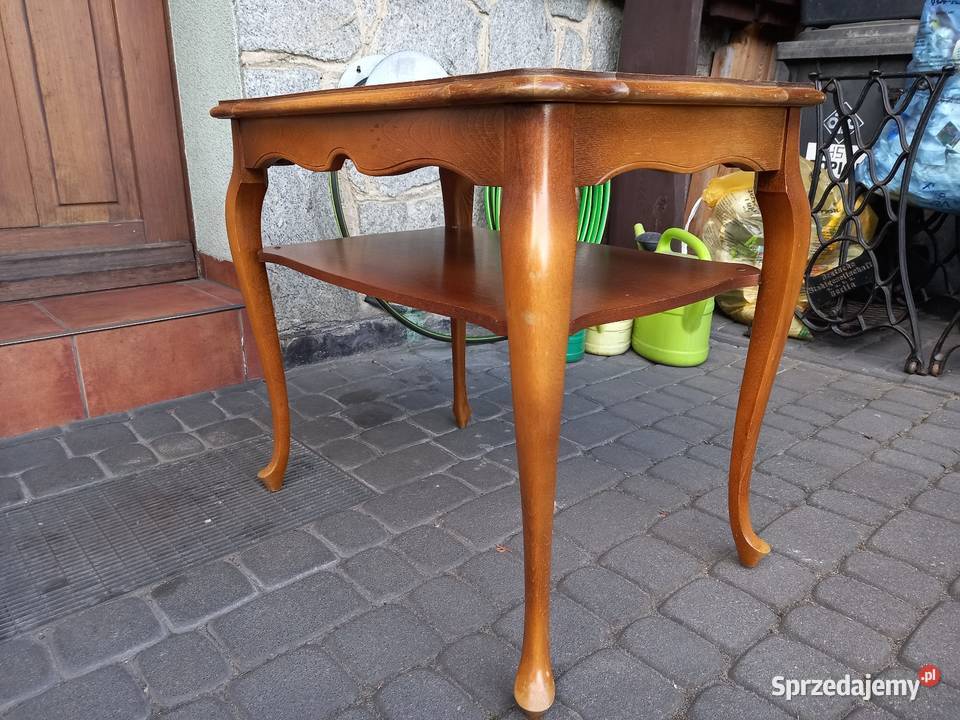 Stary stolik kawowy ludwikowski z półką vintage wielkopolskie Rawicz