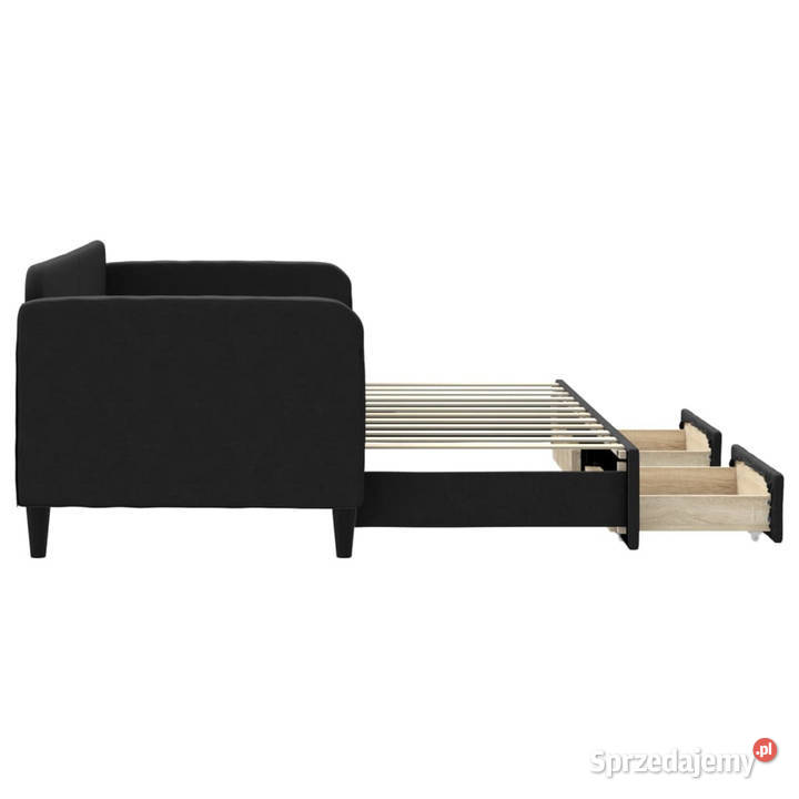 Sofa rozsuwana z szufladami czarna tkanina Warszawa