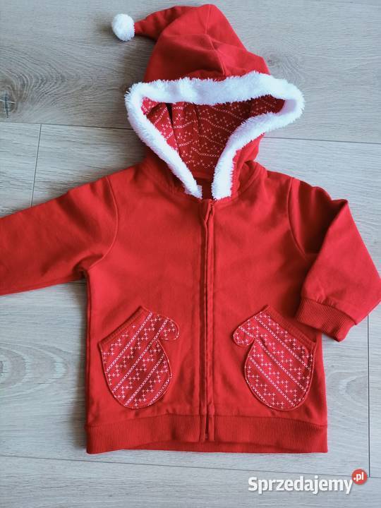Bluza świąteczna z kapturem rozsuwana czerwona Płock