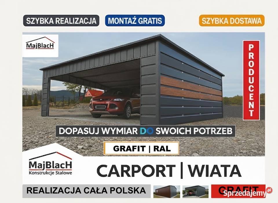 Zadaszenie CARPORT Wiata Samochodowa ALTANA na Zambrów