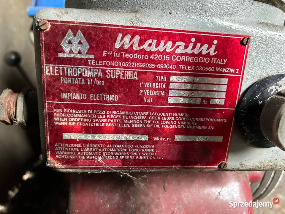 POMPA MANZINI 240 HLh DWUKIERUNKOWA SPRAWNA na Dom i Ogród Warszawa