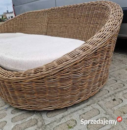Kanapa Sofa rattanowa naturalny rattan GRUBY Zestawy mebli ogrodowych