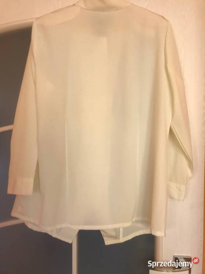 Elegancka bluzka damska kremowa haftowana r 48
