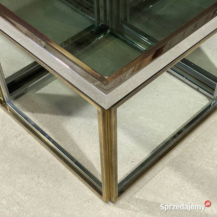 Zestaw stolików kawowych 5w1 mosiądz i szkło Budno sprzedam