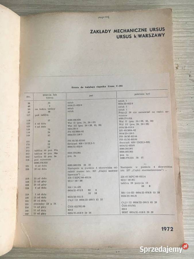 Kołowy Ciągnik Rolniczy Ursus C385 Katalog Łęczyca sprzedam