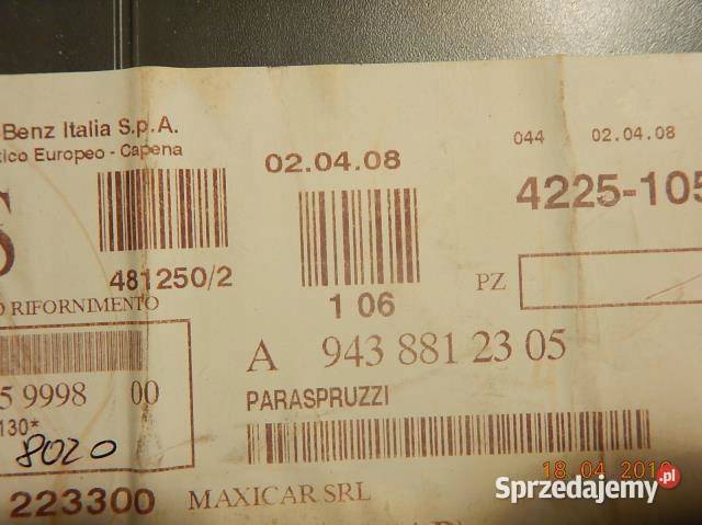 ZAKOŃCZENIE BŁOTNIKA LEWY PRZÓD ACTROS 943 NOWY