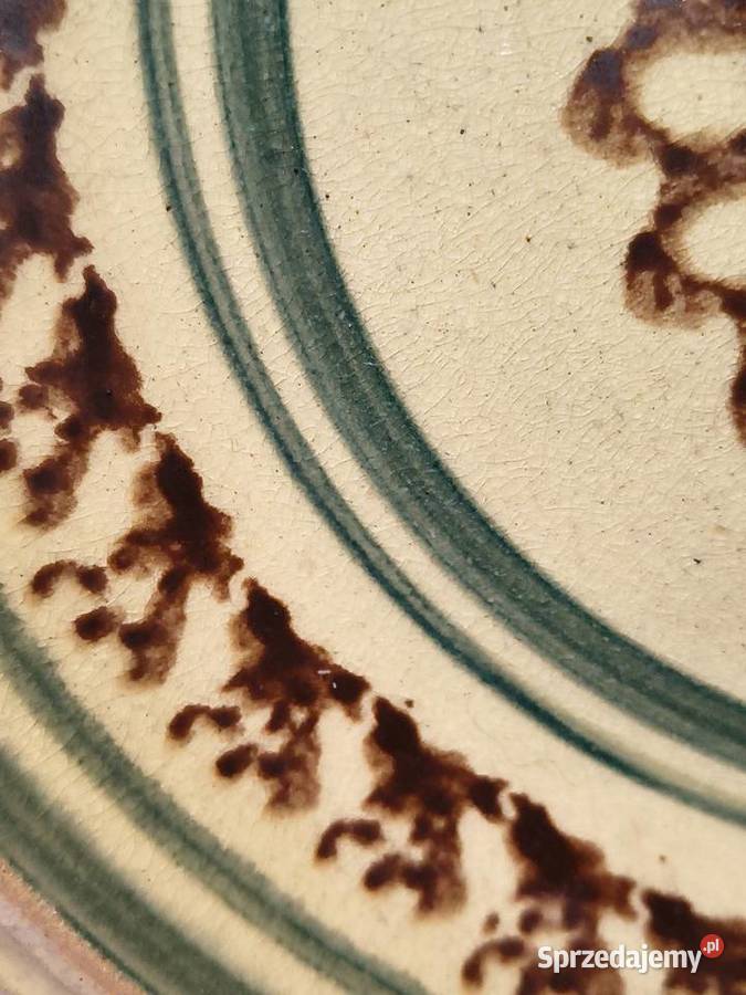 Talerz ceramiczny vintage ręcznie zdobiony Porcelana i szkło Chorzew