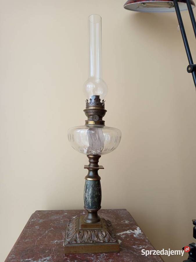 Lampa naftowa mosiądz marmur Budzyń sprzedam