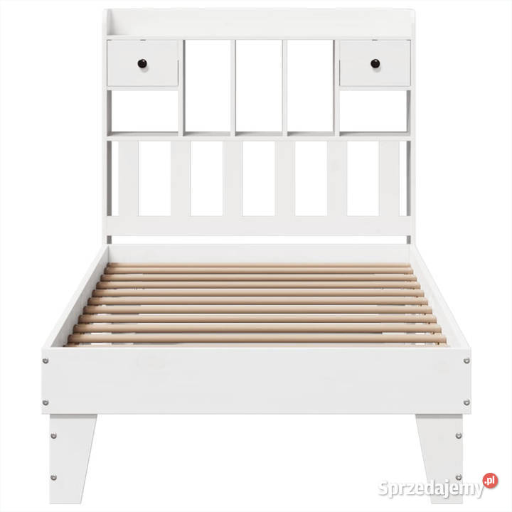 Rama łóżka bez materaca biała lite drewno 96cm