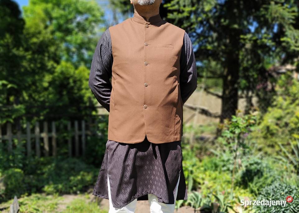 Kamizelka męska Nehru jacket L ciepły brąz Szczecin