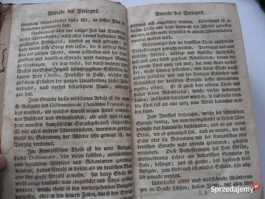 XVIII w Słownik Francuzko Niemiecki oprawa Skóra Poznań