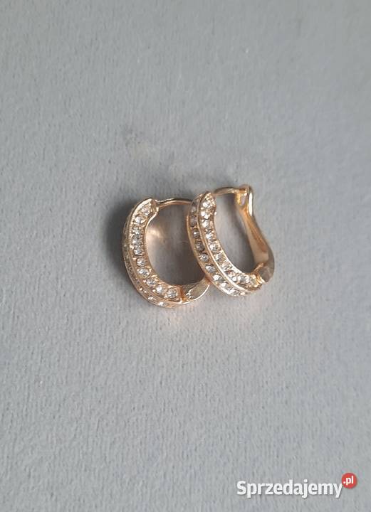 Nowe kolczyki 3D z cyrkoniami na biglach kolor Gdańsk