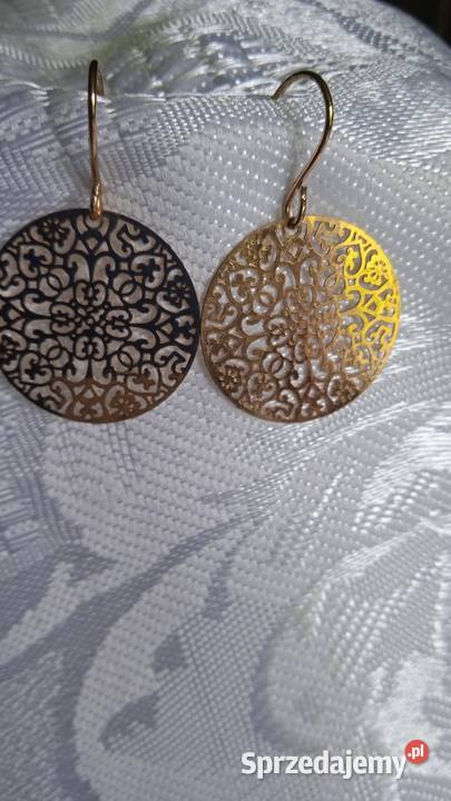 AŻUROWE ZŁOCONE KOLCZYKI Kolczyki Piła