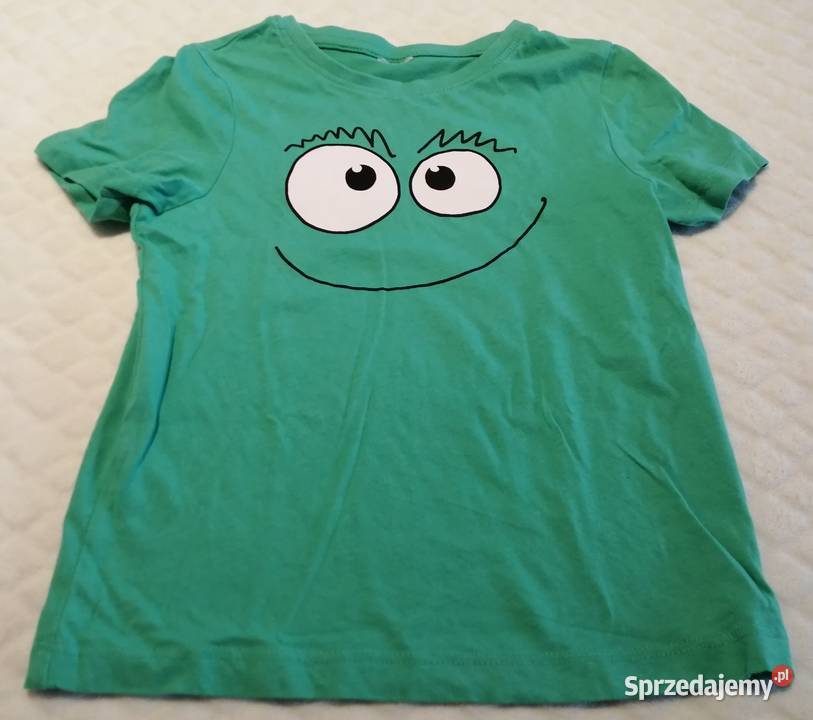 Koszulka krótki rękaw Tshirt zielona buźka 104 krótki Czeladź