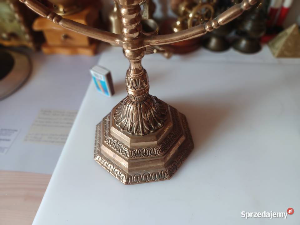 Menora Piękny sygnowany świecznik żydowski