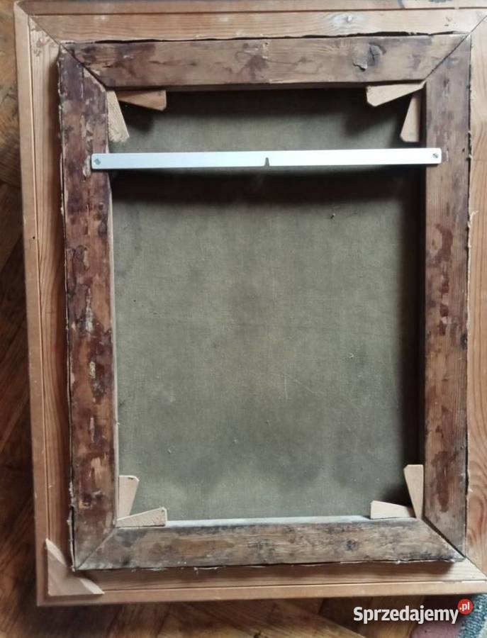 Stary polski obraz Staruszka odmawiającą pacierz Grójec