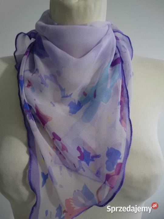 Apaszka Jedwabna Chustka Liliowy Kolor Pastelowy Łomża