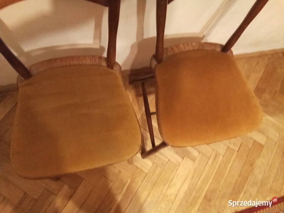 2 żółte krzesła PRL komplet Warszawa