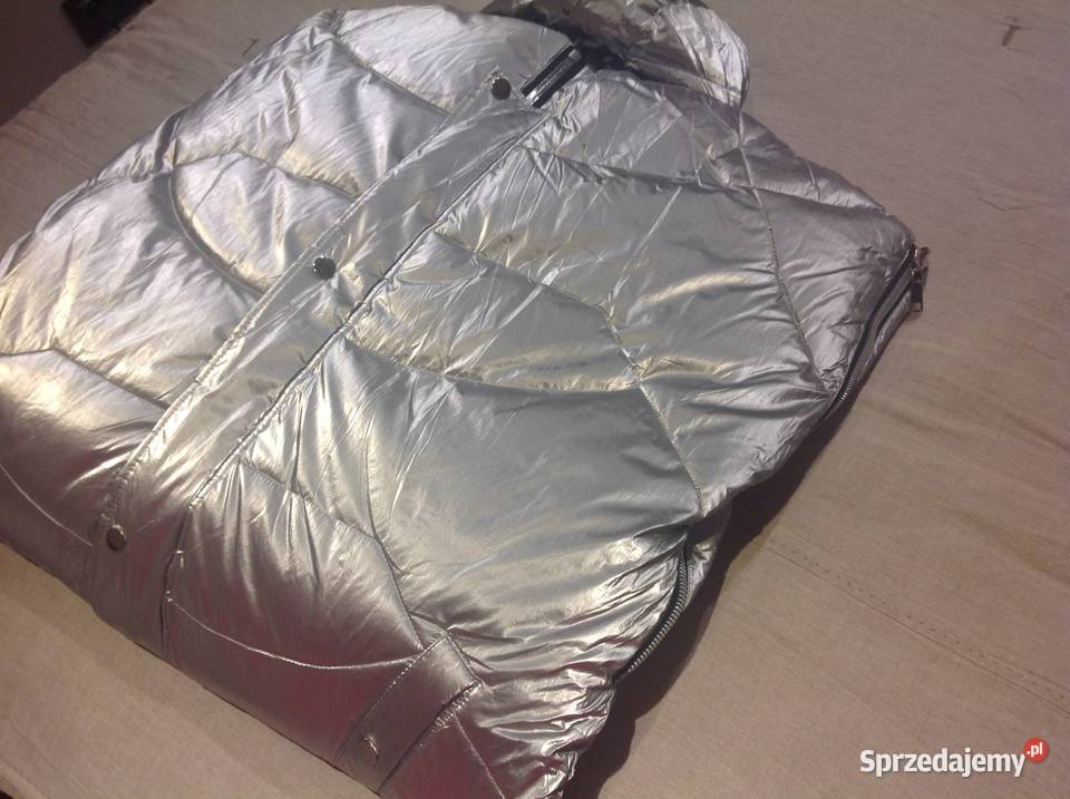 Kurtka Płaszcz Dwustronny Damski r L Srebrna sprzedam