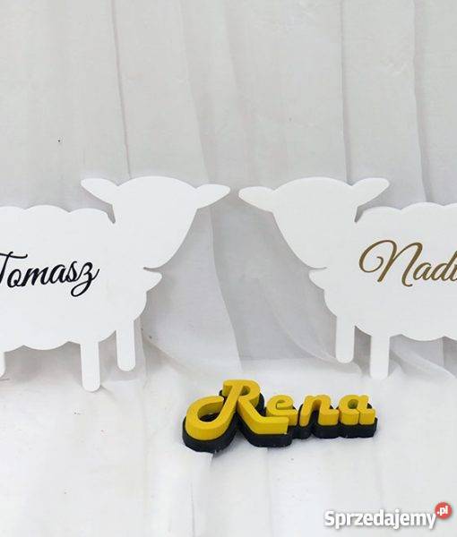 Baranek z imionami dzieci dekoracja na Pierwszą wielokolorowy Jasienica Rosielna