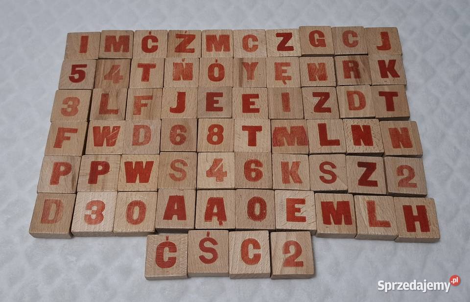 Klocki drewniane litery 44 Zabawka drewniana Czeladź