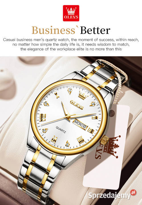 Klasyczny zegarek męski Olevs 40mm srebrno złoty Gorzów Wielkopolski