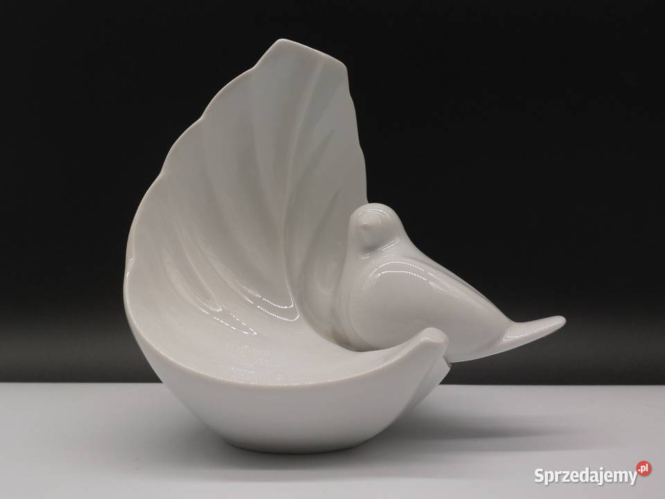 Wazon z ptakiem TIRSCHENREUTH Biały Porcelana i szkło wielkopolskie Raszków