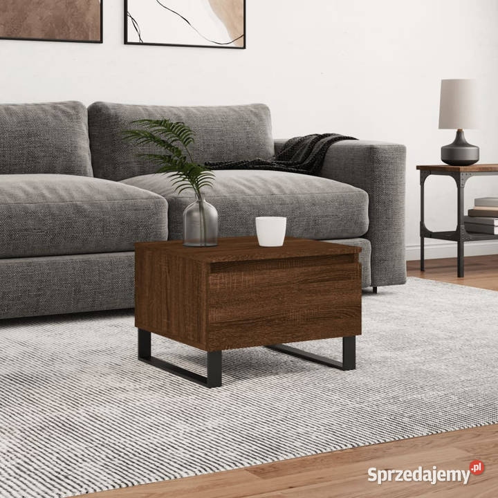 Stolik kawowy brązowy dąb 50x46x35 materiał Warszawa