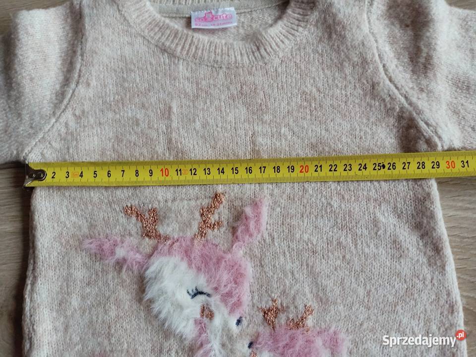 Sweter tunika dziewczęcy beżowy z sarenką 92 Swetry Płock