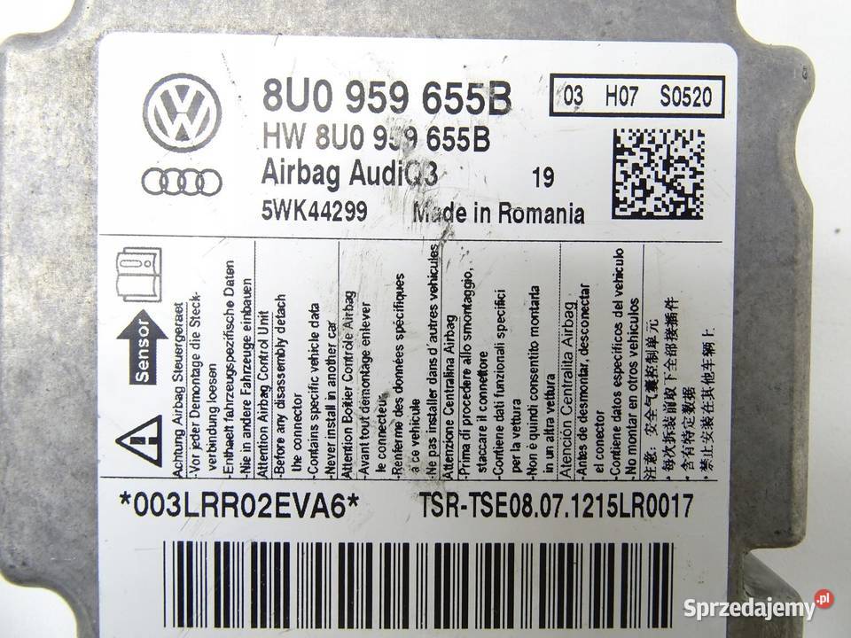 MODUŁ SENSOR PODUSZEK AIRBAG AUDI Q3 8U Komputery