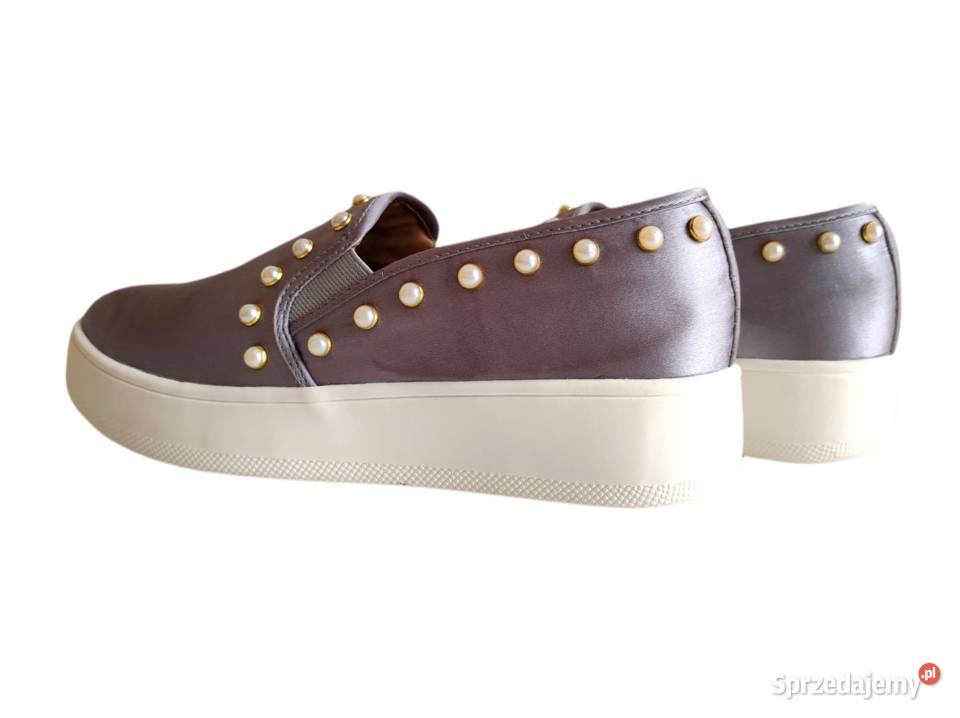 7296 STEVE MADDEN wygodne stalowoszare z perłami Kędzierzyn-Koźle