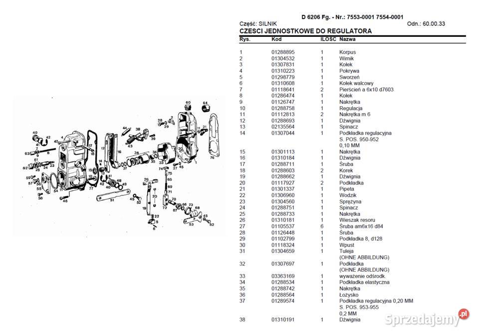 DEUTZ FAHR D 6206 katalog części POLSKU z Gdańsk